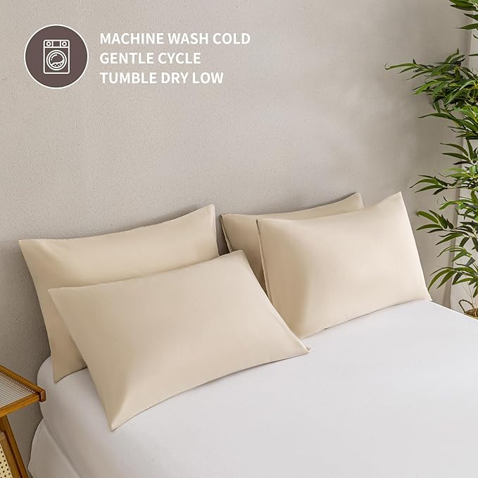MINIPANDA Beige King Size Pillow Cases Set of 4 - Image 6