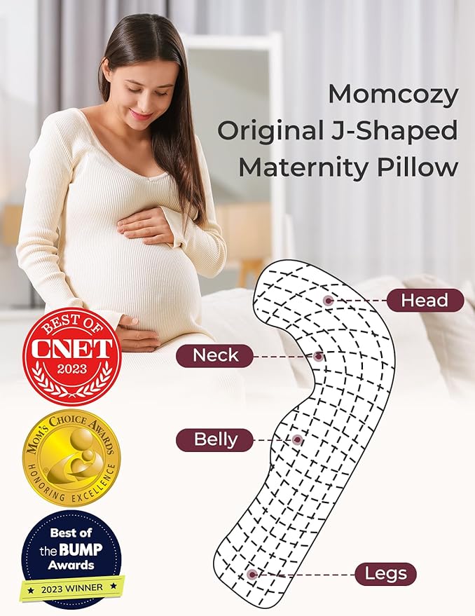 Momcozy Pregnancy Pillows for Side Sleeping, J Shaped Maternity Body Pillow for - Image 2