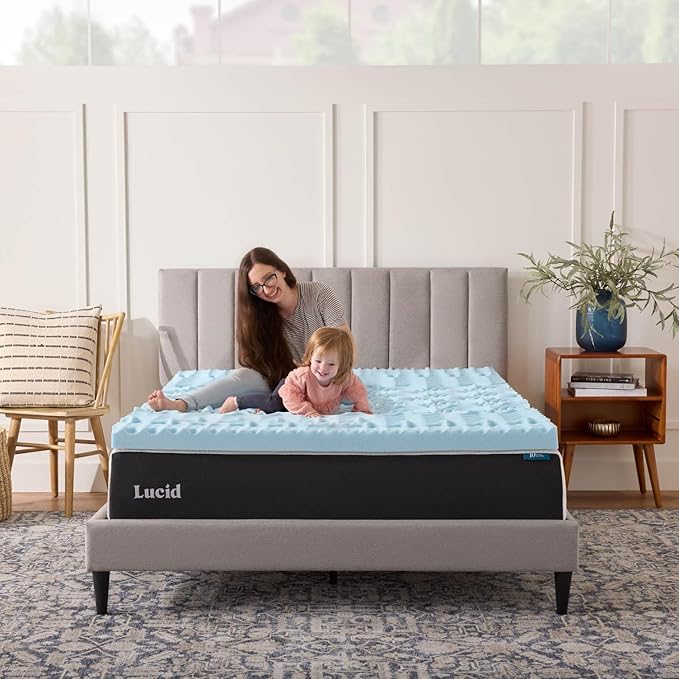 LUCID 3 Inch Gel Memory Foam Mattress Topper, Full size – 5 Zones – Cooling Gel - Image 7