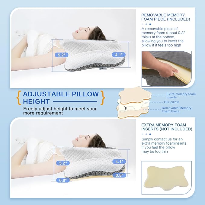 Pain Relief Cervical Pillow for Neck Support, Adjustable Ergonomic Pillow Cozy - Image 2