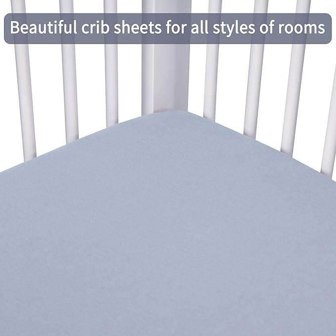 GUNTAIL Crib Sheets for Boys Girls, 100% Cotton Fitted Crib Sheet 2 Pack for - Image 6
