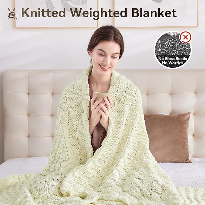 Knitted Weighted Blanket for Adult, No Beads Heavy Blanket 48” x 72'' 12lbs - Image 5