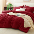 CozyLux King Size Comforter Set Dark Red, 7 Pieces Bed in a Bag King Comforter by CozyLux
