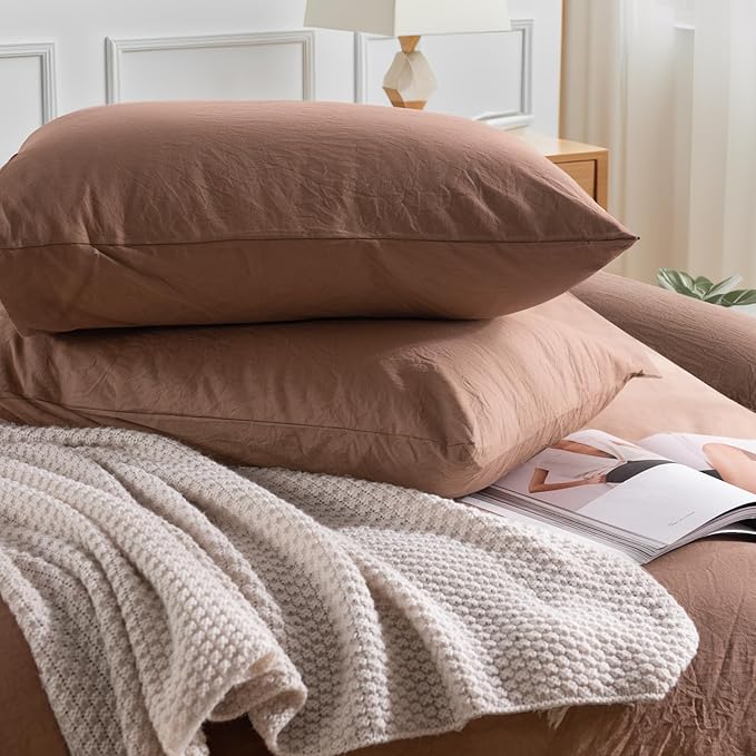 NEXHOME PRO Duvet Cover Set 100% Washed Cotton Oversized King 120"x98" Linen - Image 6