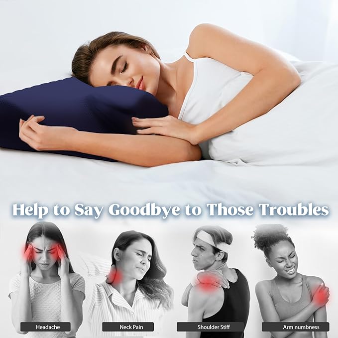 Cervical Pillow for Neck Pain Relief, Cooling Contour Memory Foam Pillows - Image 4