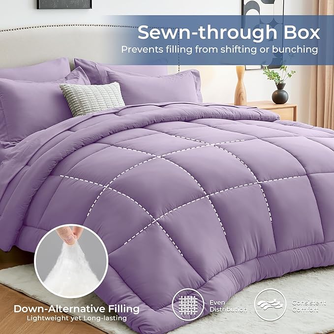 Sasttie Queen Comforter Set, 7 Pieces Bed in a Bag Queen, Complete Bedding Set - Image 3