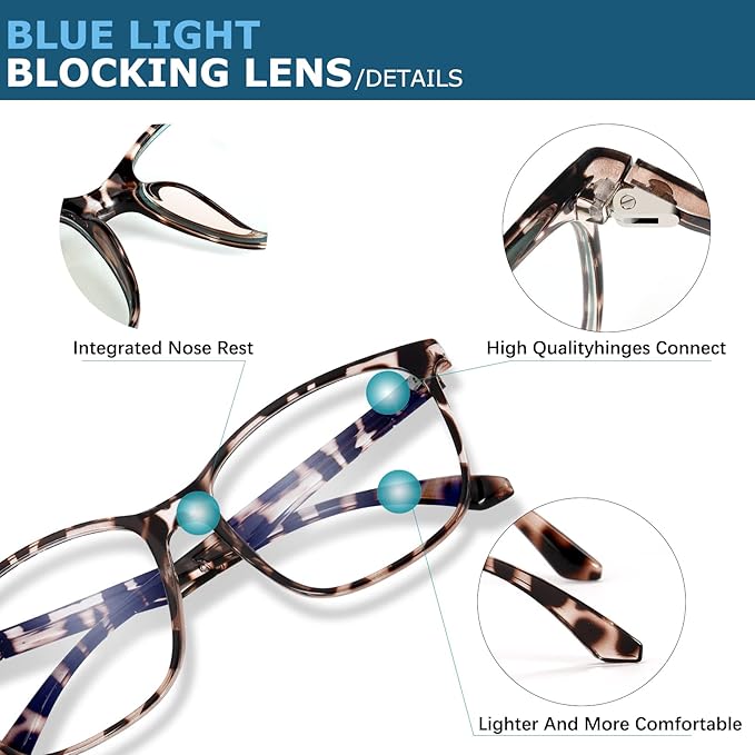Oilway Blue-Light Blocking Glasses Computer Reading/Gaming/TV/Phones Glasses - Image 3