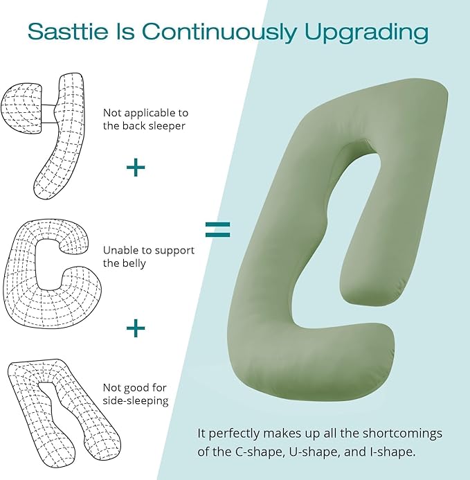 Sasttie Pregnancy Pillows for Sleeping, U Shaped Cooling Full Body Pillow - Image 4