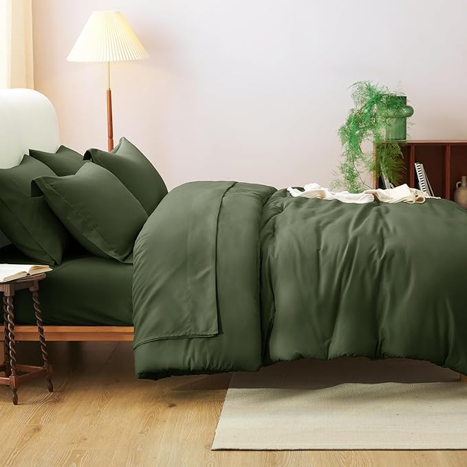CozyLux Full Size Comforter Sets Olive Green, 7 Pieces Bed in a Bag Full - Image 8