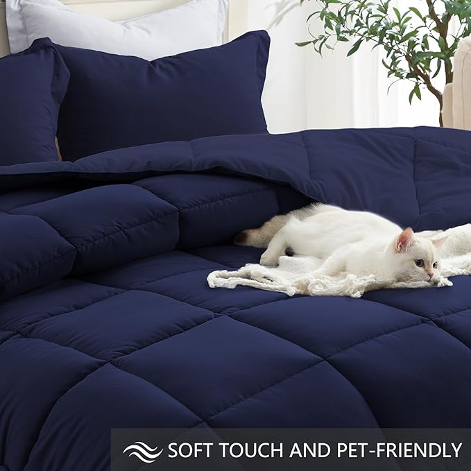 Homelike Moment Twin Comforter Set Navy Blue, Lightweight Comforter Twin Size - Image 4