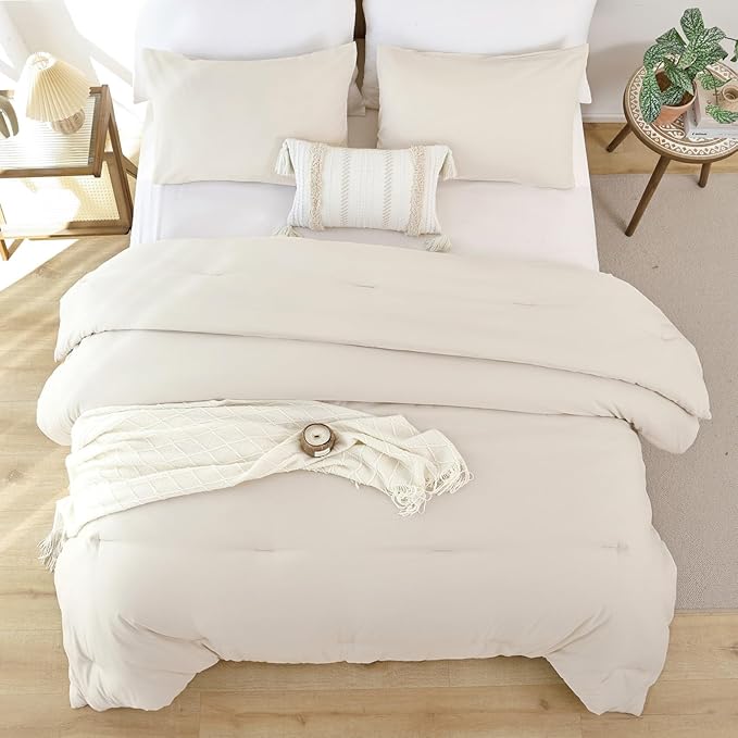 ROSGONIA Oversized King Comforter Beige - Image 5