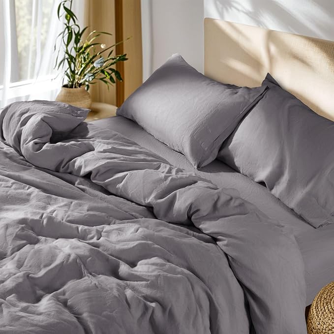 SONORO KATE 100% French Linen Duvet Cover King Size, Soft Breathable by SONOROKATE