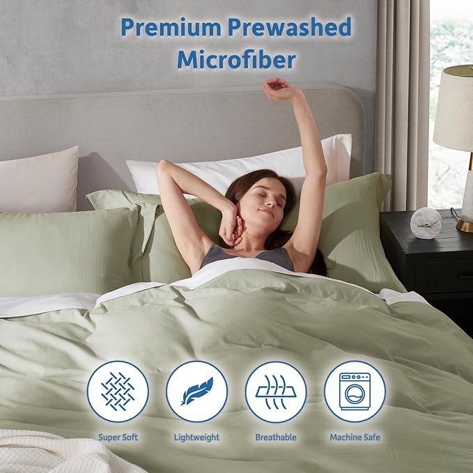 Nestl Light Sage Duvet Cover Queen Size - Image 6