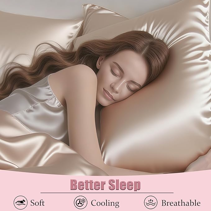 Mulberry Silk King Size Pillow Cases Set of 2, Ultra Smooth Soft Breathable - Image 4