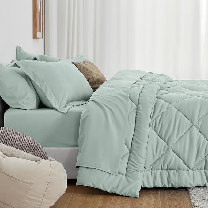 Love's cabin Twin XL Comforter Set Aqua, 5 Pieces Twin XL Bed in a Bag - Image 3