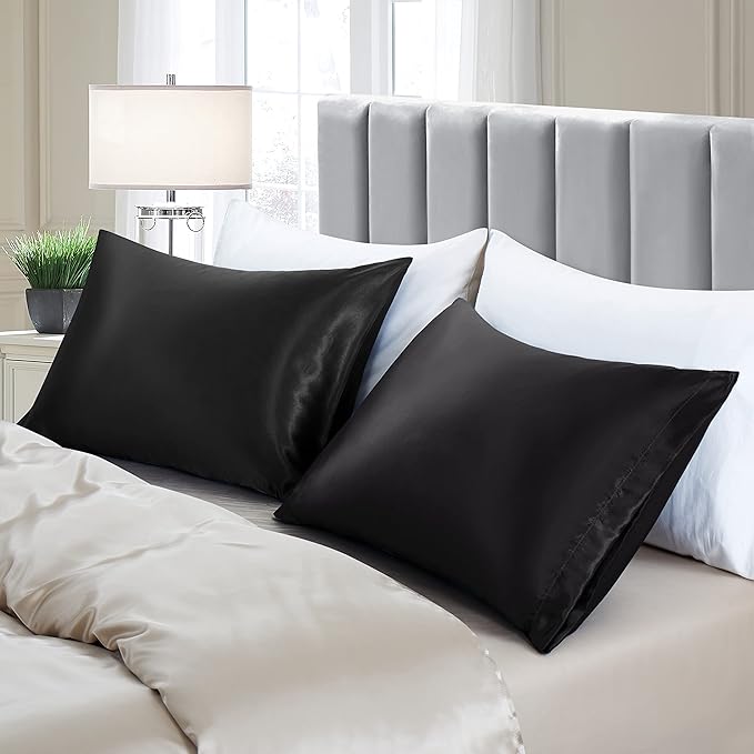 Aormenzy Satin Pillow Cases for Women Queen Size Set of 2, Fade Resistant - Image 3