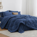 Love's cabin California King Comforter Set Dark Blue, 7 Pieces California King by Lovescabin