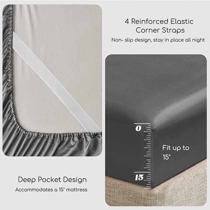 MR&HM Satin Bed Sheets, Twin XL Size Sheets Set - Image 4