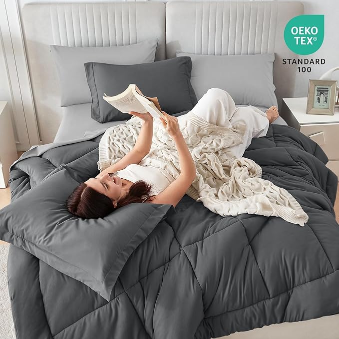 Sasttie Twin XL Comforter Set, 5 Pieces Twin XL Bed in a Bag, Complete Bedding - Image 5