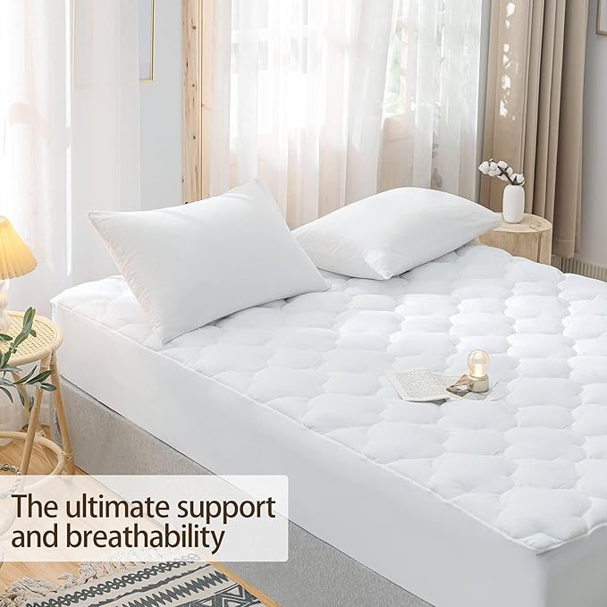WhatsBedding Waterproof Mattress Pad Twin XL Size Cotton Top Down Alternative - Image 3