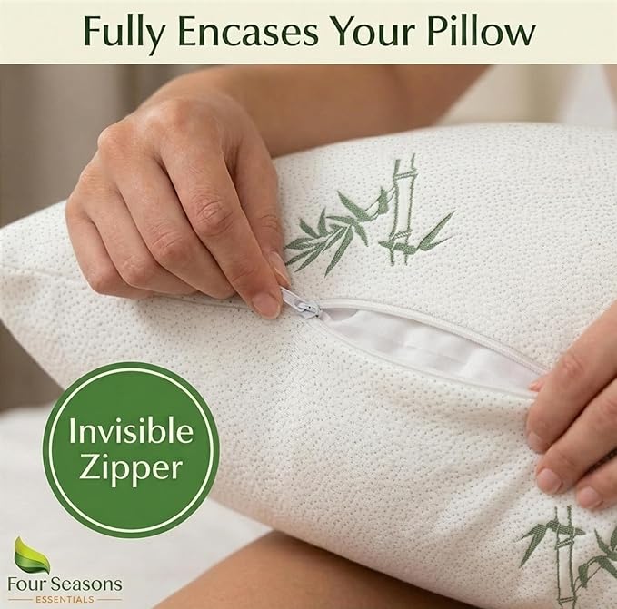 Four Seasons Essentials Queen Size Waterproof Pillow Protectors - Image 6