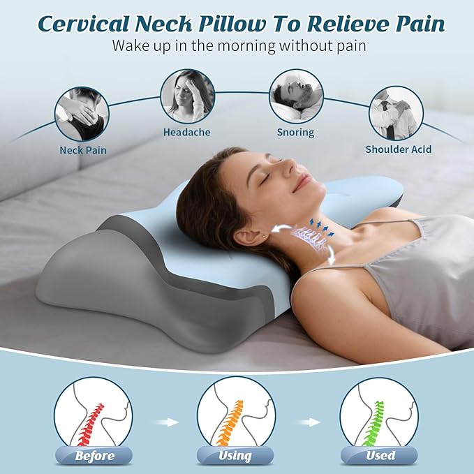 Cervical Pillow for Neck Pain Relief, Ergonomic Pillow for Sleeping, Neck - Image 2