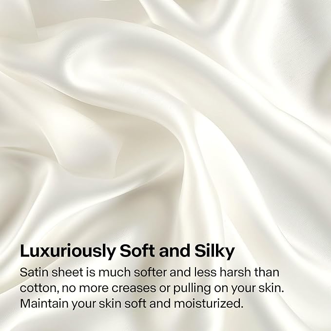 BEDELITE Satin Fitted Sheet and Pillowcases Set, Luxury Soft Similar to Silk - Image 3