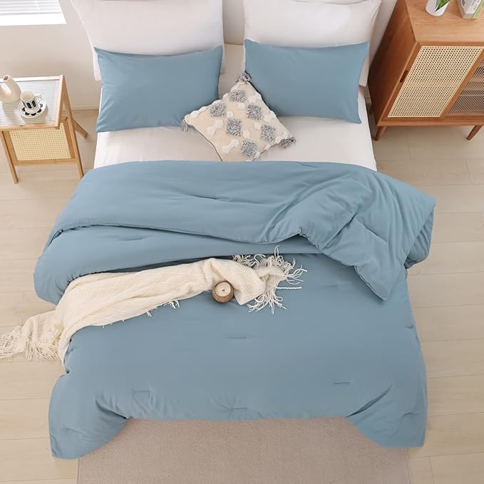 ROSGONIA Oversized Queen Comforter Dusty Blue - Image 7