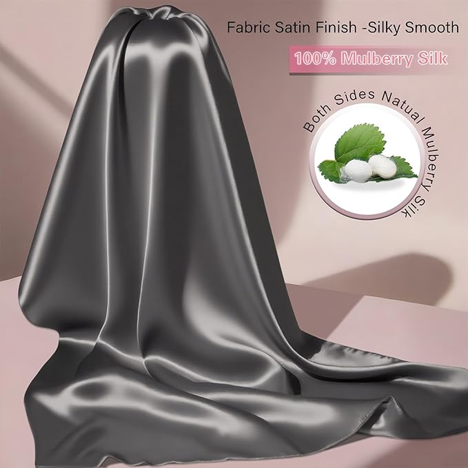 Mulberry Silk King Size Pillow Cases Set of 2, Ultra Smooth Soft Breathable - Image 2