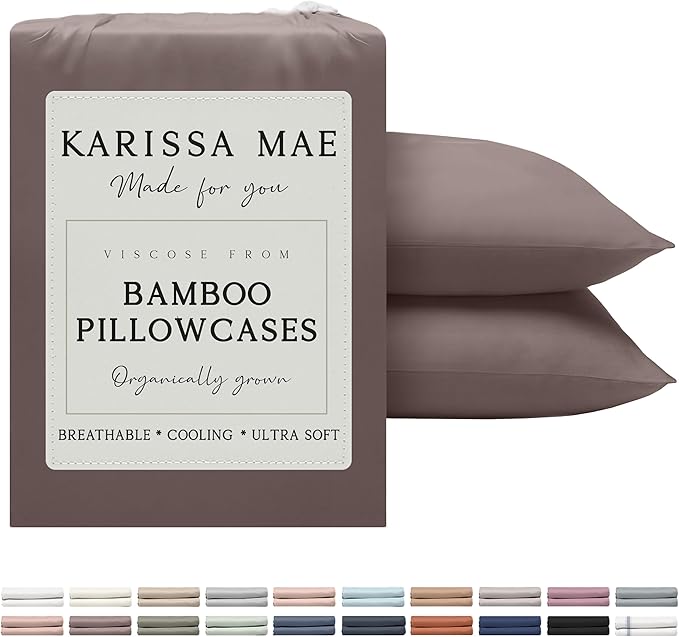Karissa Mae Cooling Bamboo Viscose Queen Size Pillowcase Set | 100% FSC by KARISSAMAE