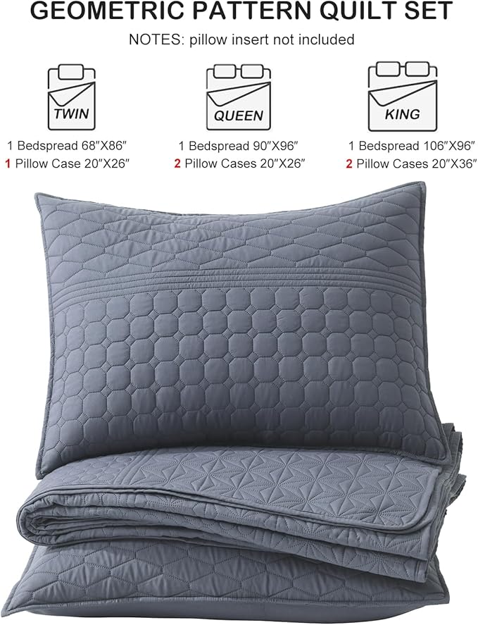 HORIMOTE HOME Steel Blue Twin Size Quilt Set - Image 7