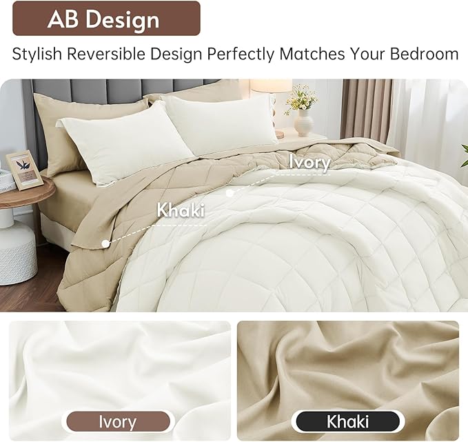 MUXHOMO 7 Pieces Queen Comforter Set, Reversible Bed in a Bag Queen Size - Image 3