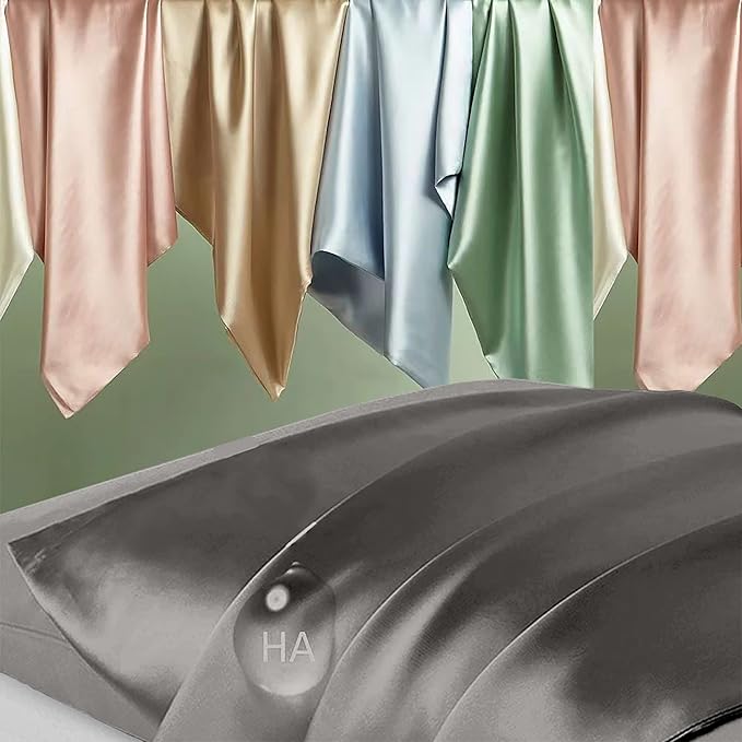 Silk Pillowcase 2 Pack, Natural Mulberry Silk Pillow Case, Anti Acne Silk - Image 2