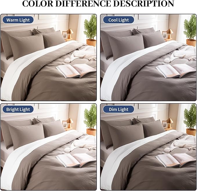 NEXHOME PRO 100% Washed Cotton Duvet Cover Full Size, Ogranic Natural Linen - Image 3