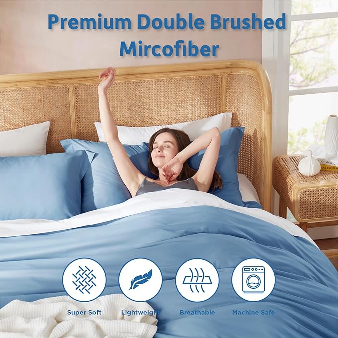 Nestl Double Brushed Blue Heaven Duvet Cover Set - Image 6