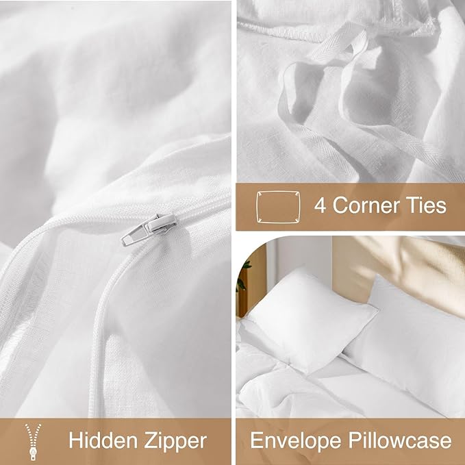 SONORO KATE 100% French Linen Duvet Cover, Soft Breathable - Image 8