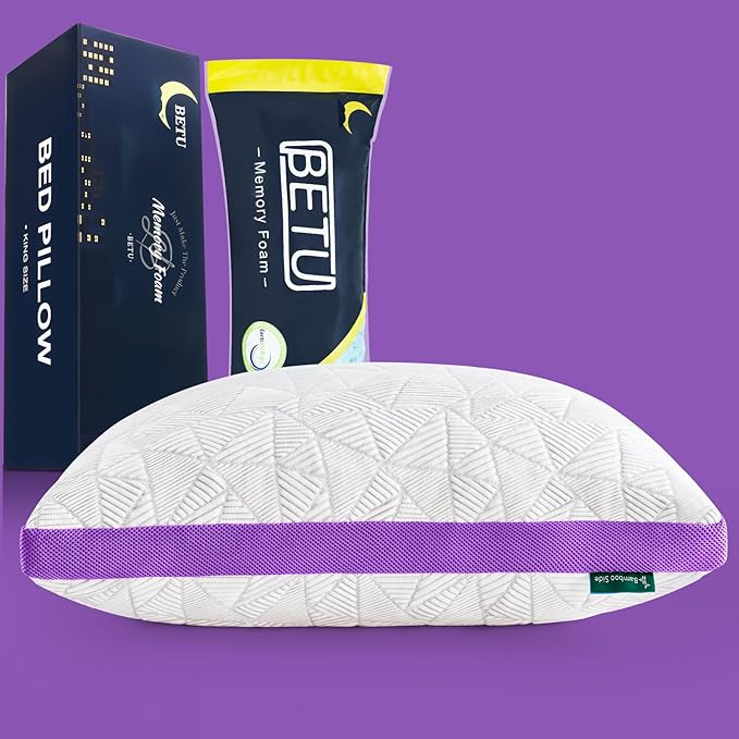 BETU Cooling Pillow Queen Size, Shredded Memory Foam Cool Pillow by BETU