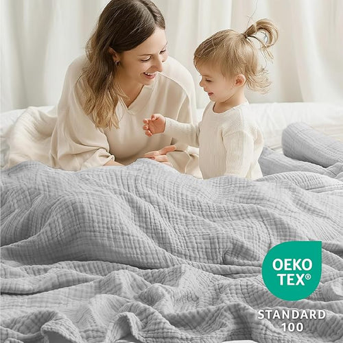 100% Cotton Muslin Blanket 50" x 60", Breathable and Lightweight Cotton Throw - Image 2