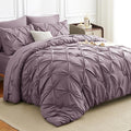HIMEET Pintuck Bed in a Bag, 7 Pieces Queen Size Comforter Set Dusty Purple by Unknown
