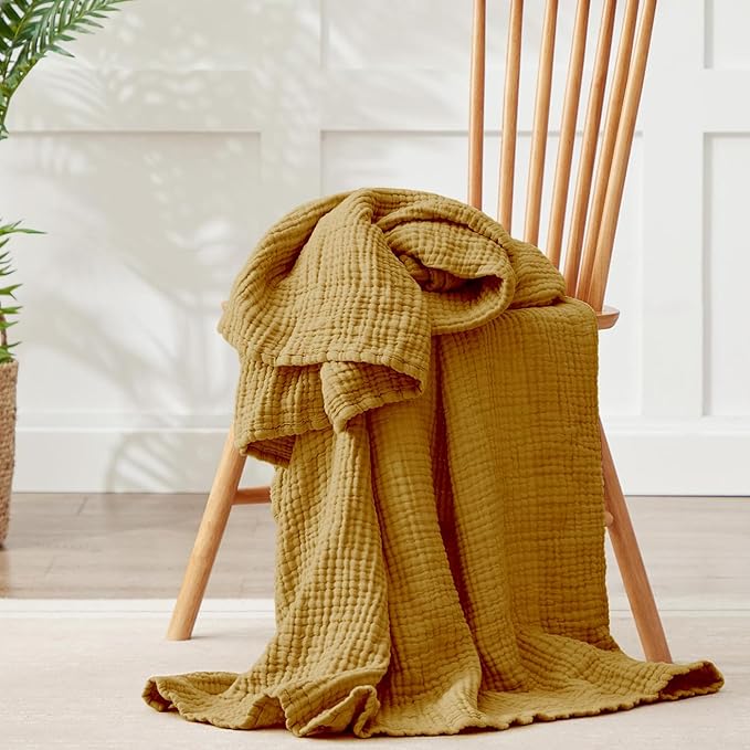 100% Cotton Muslin Blanket 50"x 60", 6 Layers Breathable and Lightweight Cotton - Image 7