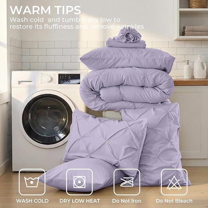 Sasttie King Size Comforter Set, 7-Piece Bed in a Bag, Pintuck Bedding Sets - Image 9