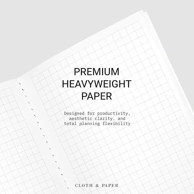 Cloth & Paper Travel Notebook | Graph Notebook – Olive | A5 Slim Grid Paper - Image 4