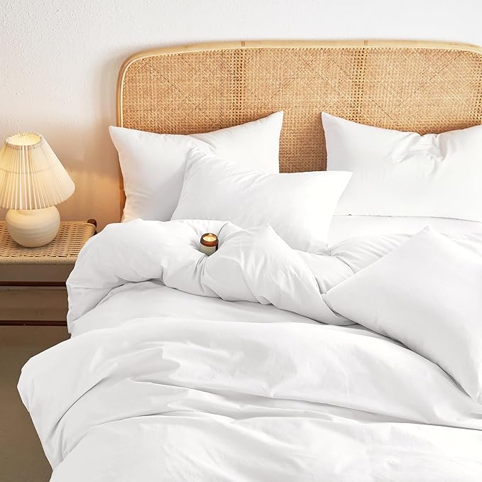 Wake In Cloud - Cotton Duvet Cover Set, Full Size, 100% Washed Cotton, Linen - Image 4