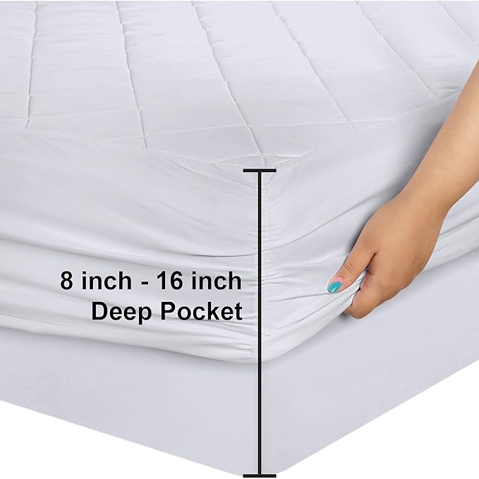 Utopia Bedding Quilted Fitted Mattress Pad, Full Size, Elastic Fitted Mattress - Image 3