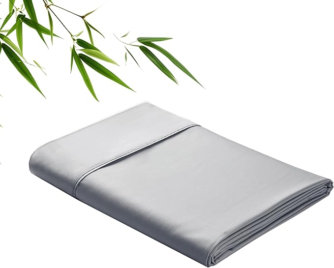 Bamboo Viscose Flat Sheets Only, 400 Thread Count Sateen Weave Queen Size Flat by ZaizaiHome