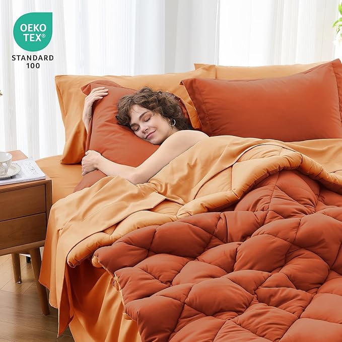MUXHOMO 7 Pieces Full Comforter Set, Reversible Bed in a Bag Full Size - Image 4