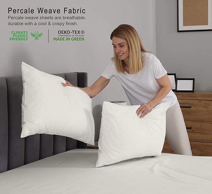 RUVANTI 100% Cotton Sheets – Queen Size Percale Bedding, Cooling & Breathable - Image 3