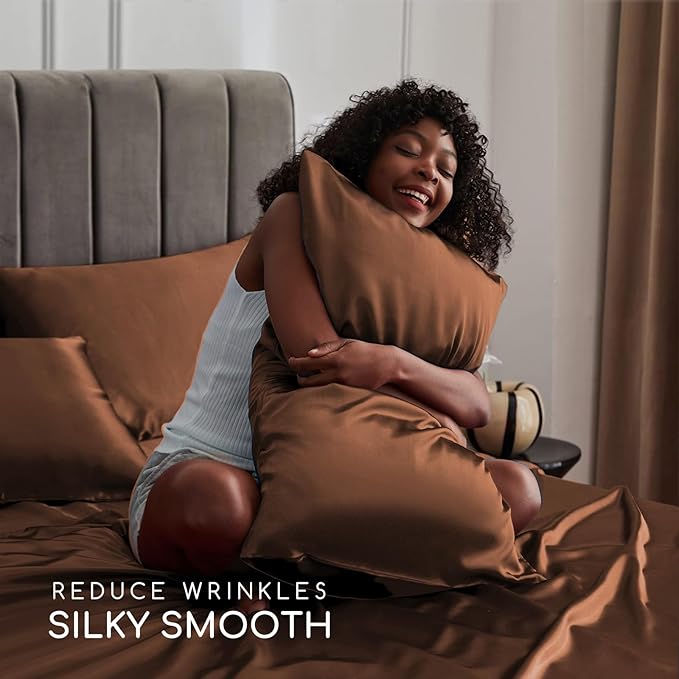 MR&HM Satin Bed Sheets, Queen Size Sheets Set - Image 3