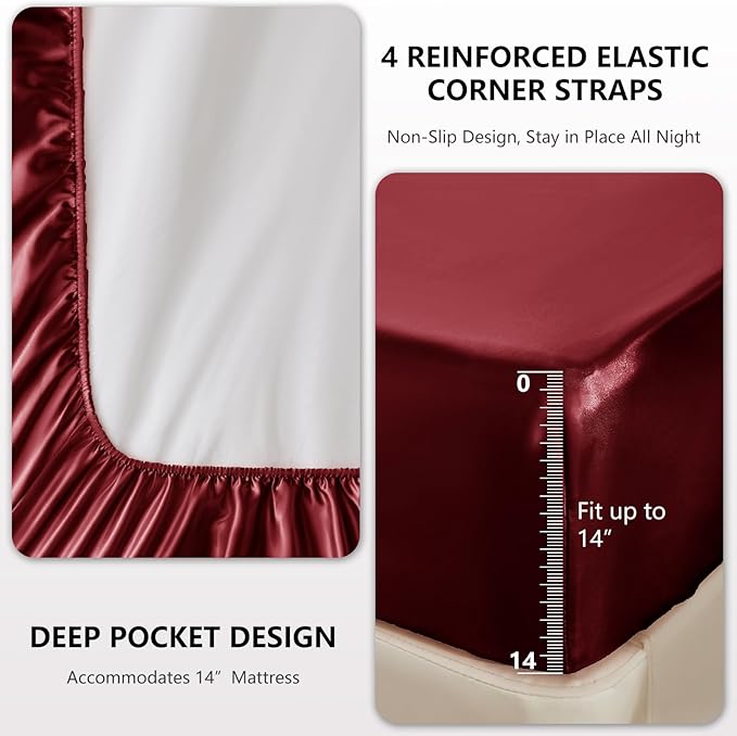 CozyLux Satin Sheets King Size Sheet Set - Image 4
