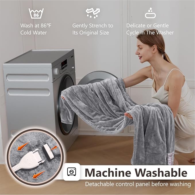 Wapaneus Heated Blanket Electric King Size 90"x100"-Dual Control - Image 5